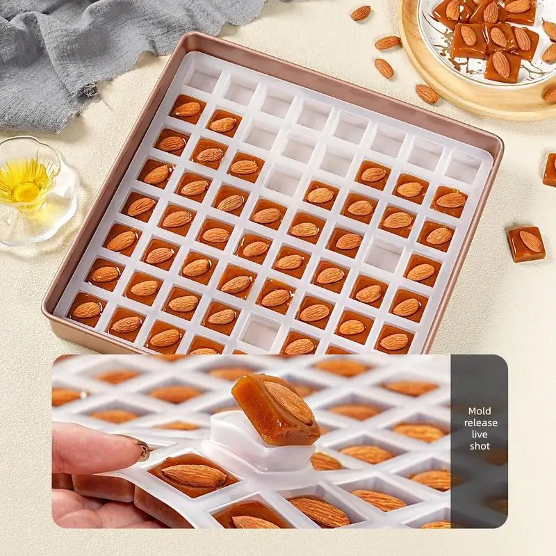 64-Cavity Square Silicone Mold for Chocolate, Toffee, Ice Cubes & Brown Sugar, Food Grade DIY Baking Tray, Reusable