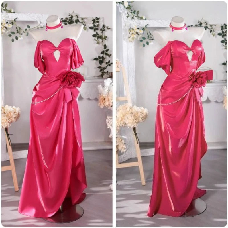 

Panty & Stocking with Garterbelt Panty Cosplay Costume Pink Sexy Long Dress Halloween Party Role Play Clothing Clothes