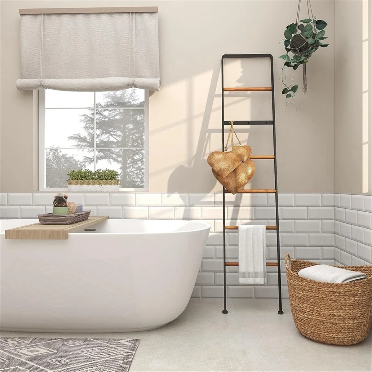 Cloche décorative en forme de cœur en métal 3D A88M, avec corde suspendue, cloche en métal en laiton vieilli