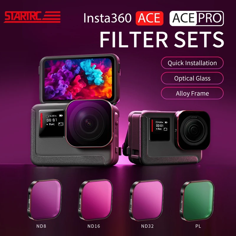 For Insta360 ACE PRO HD Filter Set CPL Polarized ND8/16/32 Light Reducing Filter Waterproof Scratchproof Alloy Frame Camera Kit