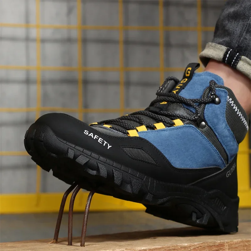 New Fashion 2024 High Top Safety Work Shoes Men Sneakers Steel Toe Cap Anti-puncture Indestructible Construction Site Boots