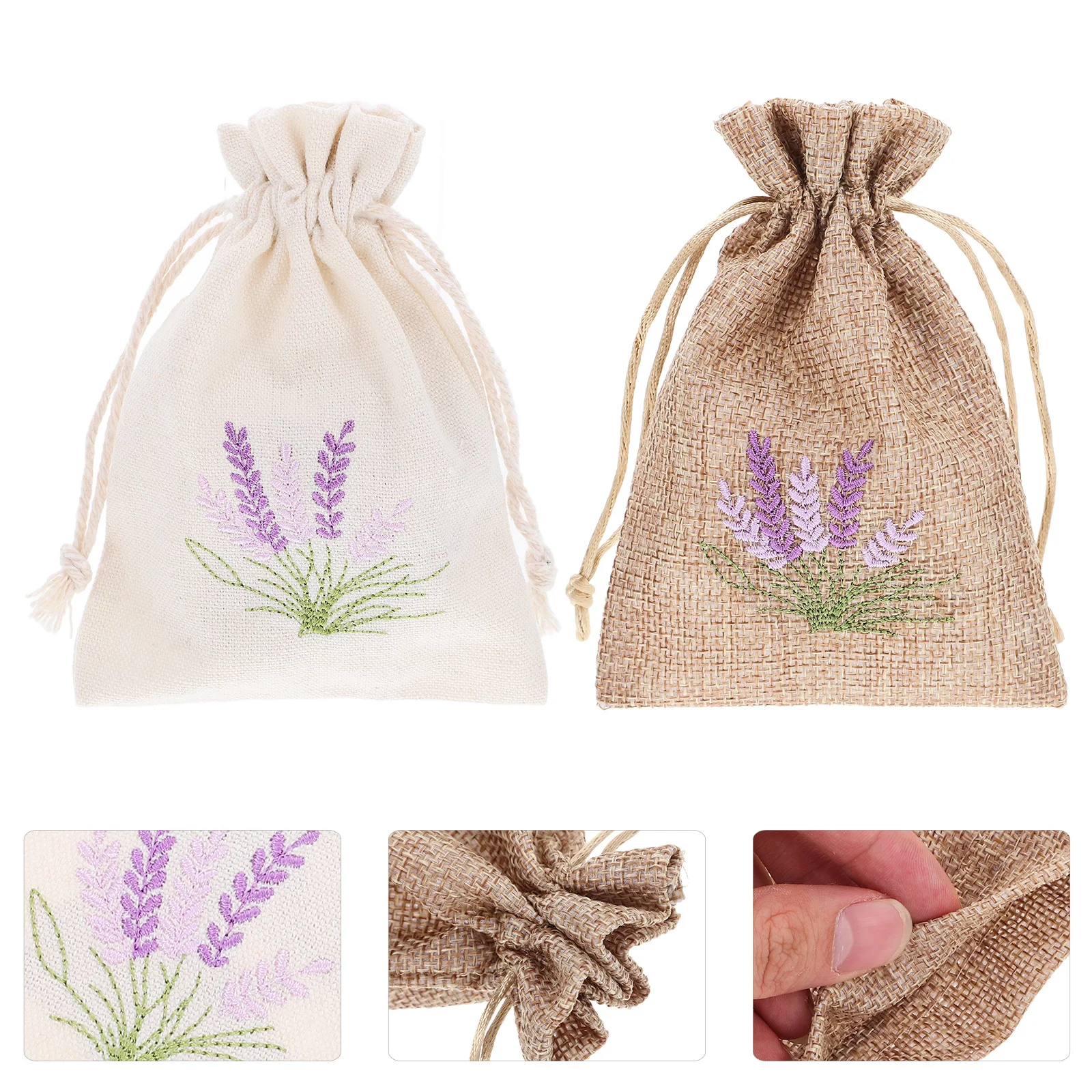 

12Pcs Drawstring Sachet Bags Embroidered Lavender Empty Small Gift Packaging Bags for Party Favors Weddings Celebrations