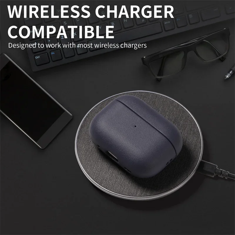 Leather grain Case For AirpPods Pro 2 For Airpods Pro 3 Case Airpods 4 3 Apple Bluetooth Earphone Accessories Protect Machine - view 5