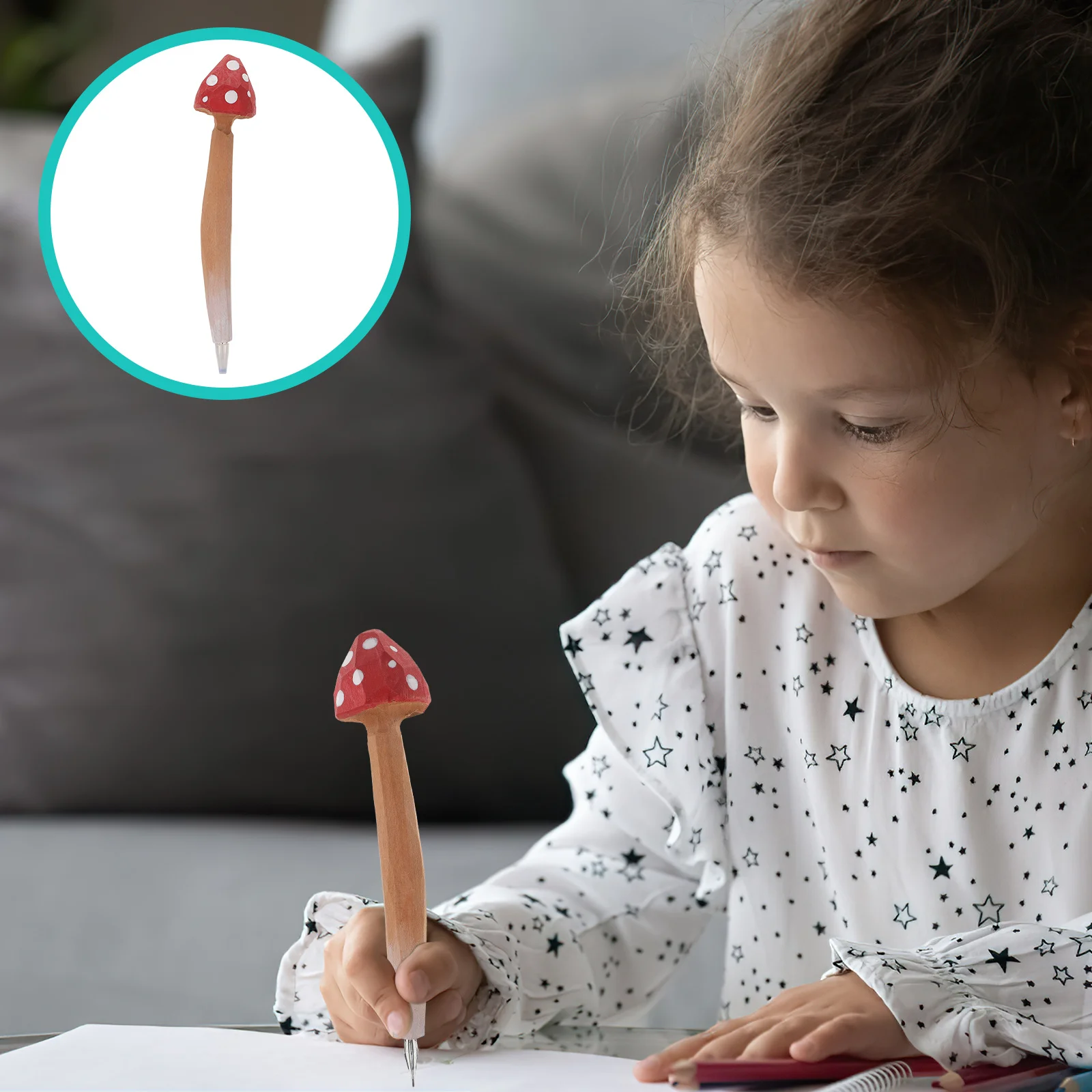 

Mushroom Ballpoint Pen Wood Carving Creative Writing Pen Ergonomic Design for School Office Students Supplies Ballpoint Pens