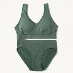 Women Seamless Bras And Panties Set Low Waist Briefs Wire Free Sports Bra Push-Up Brassiere Comfy Underwear Female Lingerie Set