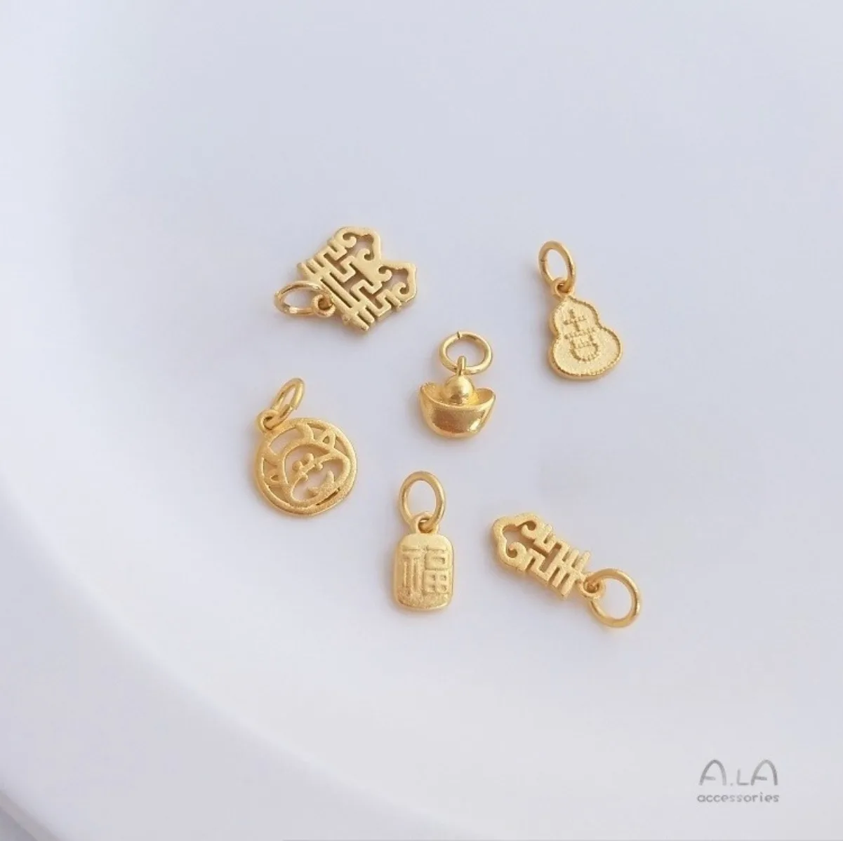 Vietnamese Shajin High Anti-tarnish Fu Double Happiness Ingot Charms 1pcs DIY Jewelry Findings