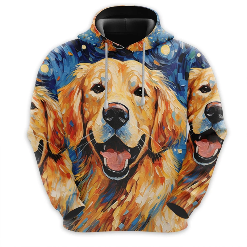 Funny Dog Graffiti Art Graphic Hoodies For Men Clothes Harajuku Fashion German Shepherd Sweatshirts Pet Dogs Face Hoody Y2k Tops