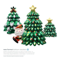 (1Pc) Christmas Decoration Arrangement Photo Props Toy Balloon 4D Stereo Standing Large Christmas Tree Santa Claus Ball