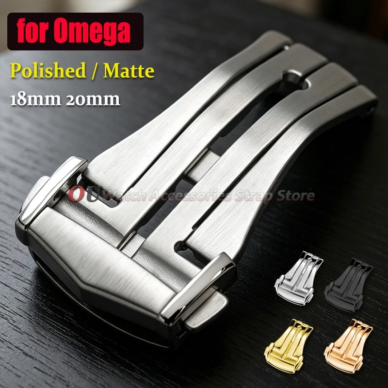 Polished/Matte Stainless Steel Deployment Clasps 18mm 20mm for Omega Folding Watch Buckle Strap Button for Seamaster Speedmaster