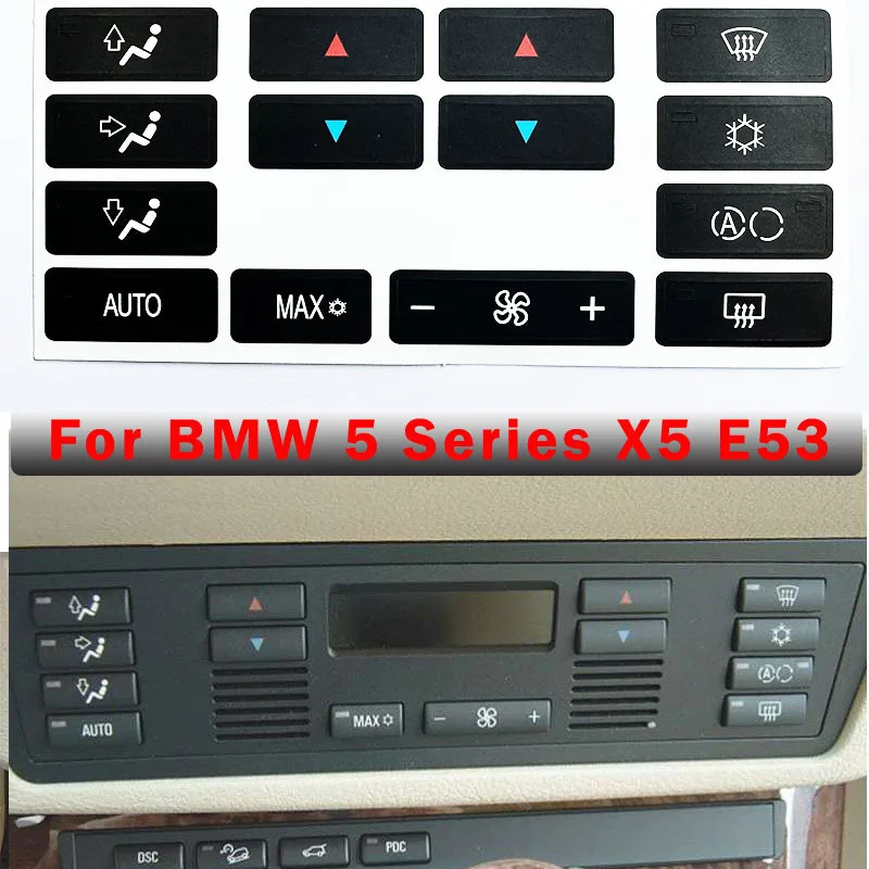 Car Climate Control Air Conditioning Switch Button Sticker for BMW X5 E53 1999-2006 E39 1996-2002