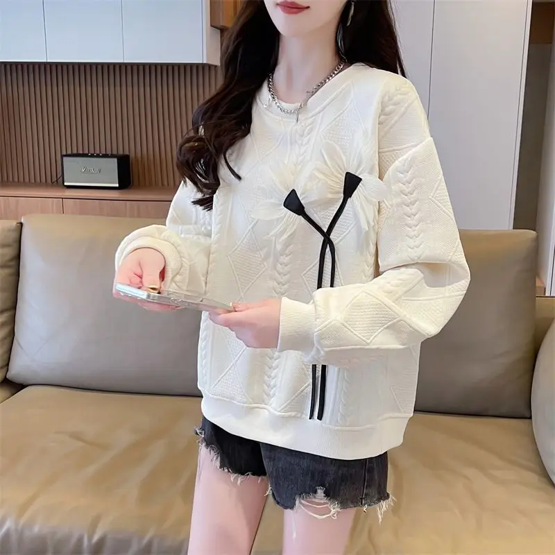 الجاكار البلوز للنساء على تعزيز 2000s قميص قطني بكم طويل Y2k نمط جديد في 90s خمر الجولة الرقبة امرأة البلوز القمم