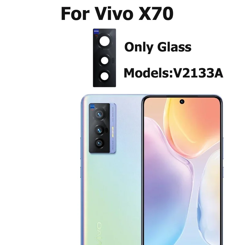 For Vivo X80 X70 X60 X50 Pro Plus Back Rear Camera Glass With Adhesive Sticker Replacement Parts