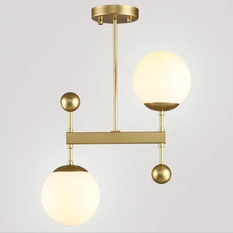 

Northern Europe postmodern restaurant Pendant Lamp Gold simple creative double head bedroom ball glass chandelier
