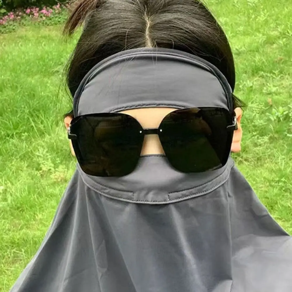 قناع الحرير الجليدي الصيف تنفس قناع الوجه الرقبة الكتف UPF50 + واقية من الشمس شال رفرف يلتف المضادة للأشعة فوق البنفسجية الحجاب الطويل قناع الوجه للنساء