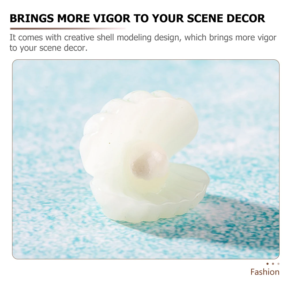 

12Pcs Tiny Resin Shell Figurines Miniature Garden Decor Luminous Pearl Inside Unique Design Miniature Shell Statue