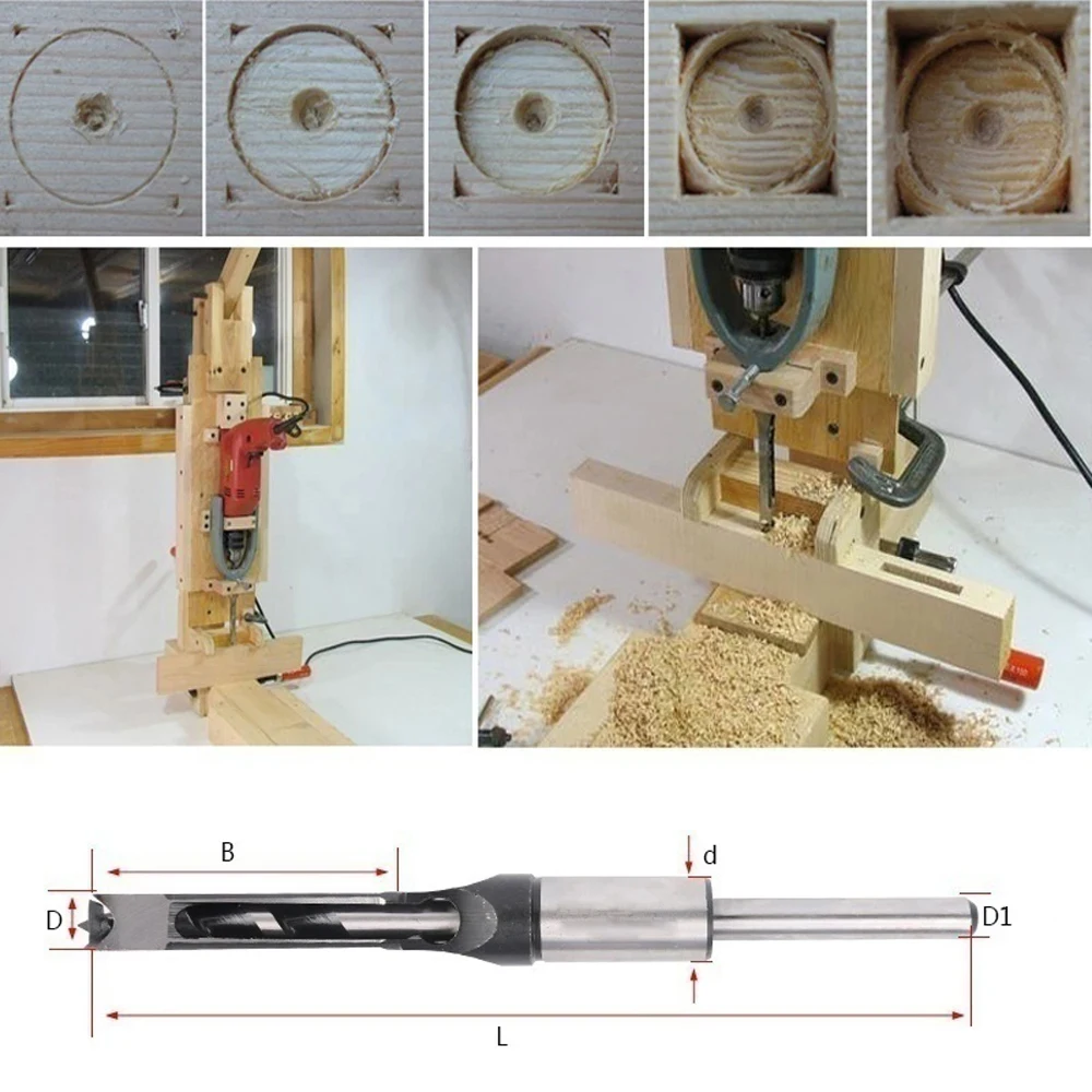 HSS punta da trapano a foro quadrato utensili manuali punta a coclea in acciaio foratura mortasatrice utensili per la lavorazione del legno 6/8/9.5/12.7mm