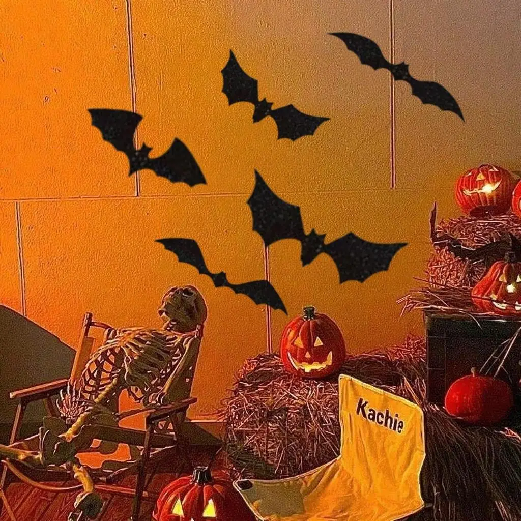 

Halloween 3D Black Bat Wall Stickers Halloween Party DIY Decorative Wall Decal Halloween Horror Butterflies Removable Stickers