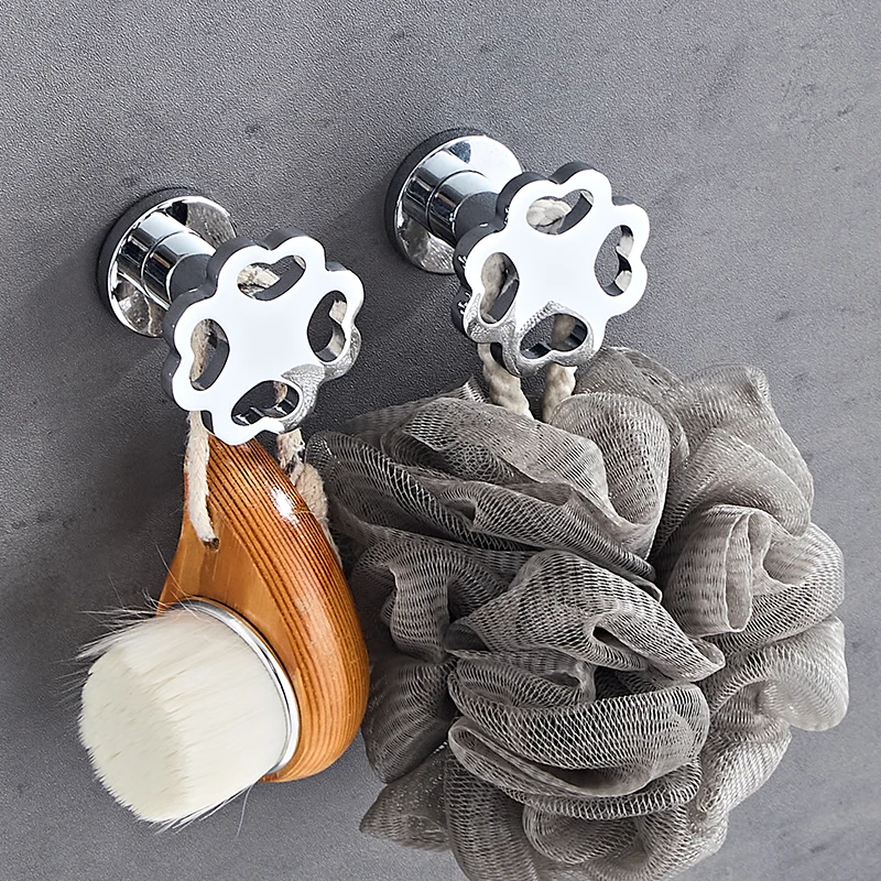 Simple Creative Style Bathroom new design chrome alloy clover coat hook