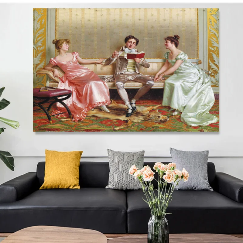 Vintage Court Noble Women Canvas Paintings Landscape Posters and Prints Modern Wall Art Picture for Living Room Home Decoration