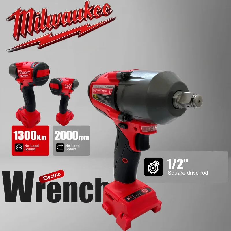 

Milwaukee 1300NM Аккумуляторный электрический гаечный ключ с большим крутящим моментом Бесщеточный ударный гайковерт Электроинструменты для ремонта автомобилей и грузовиков Аккумулятор 18 В