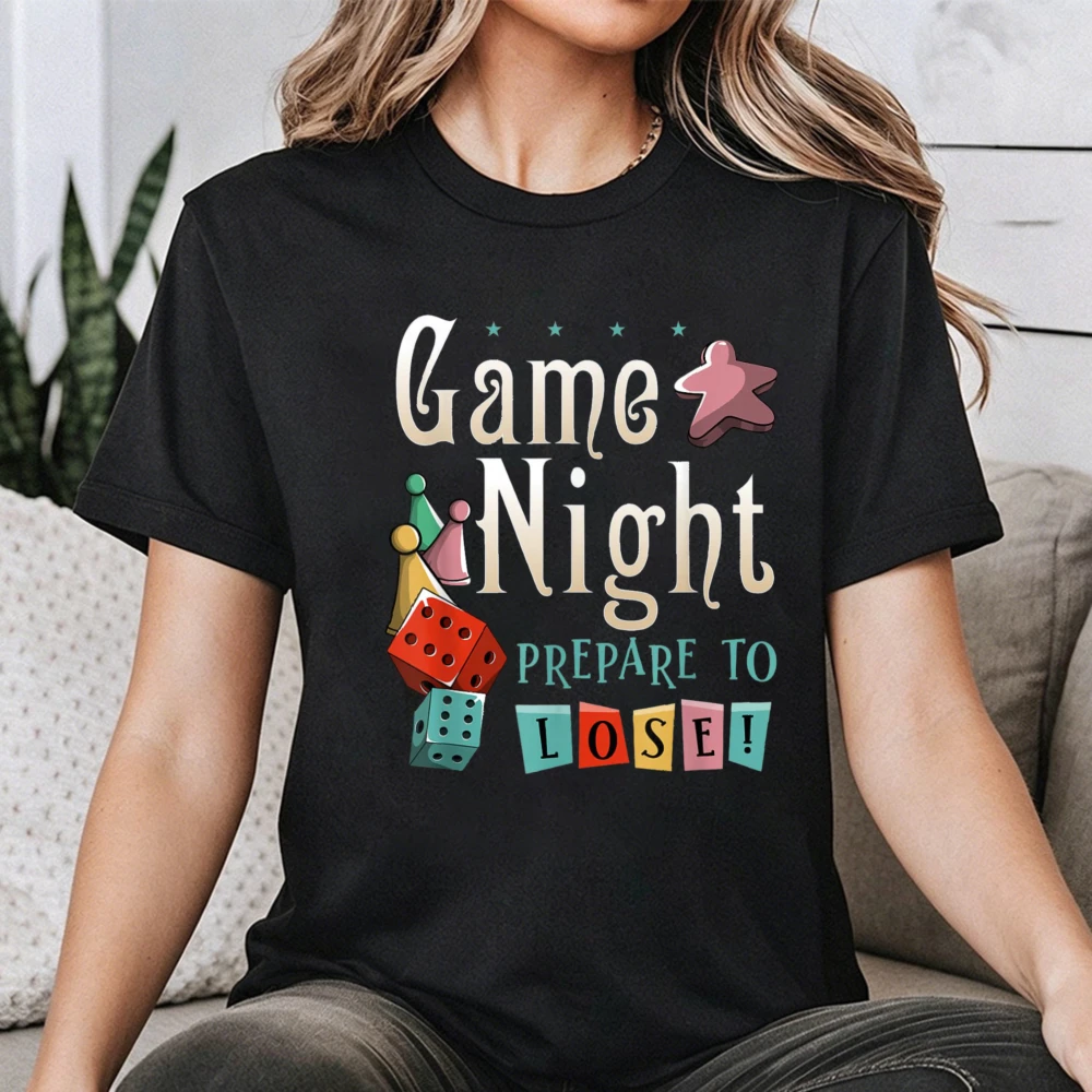 Game Night Women Graphic T Shirt Prepare To Lose Funny Dice Star Game Pieces Slogan Print Short Sleeve Clothes