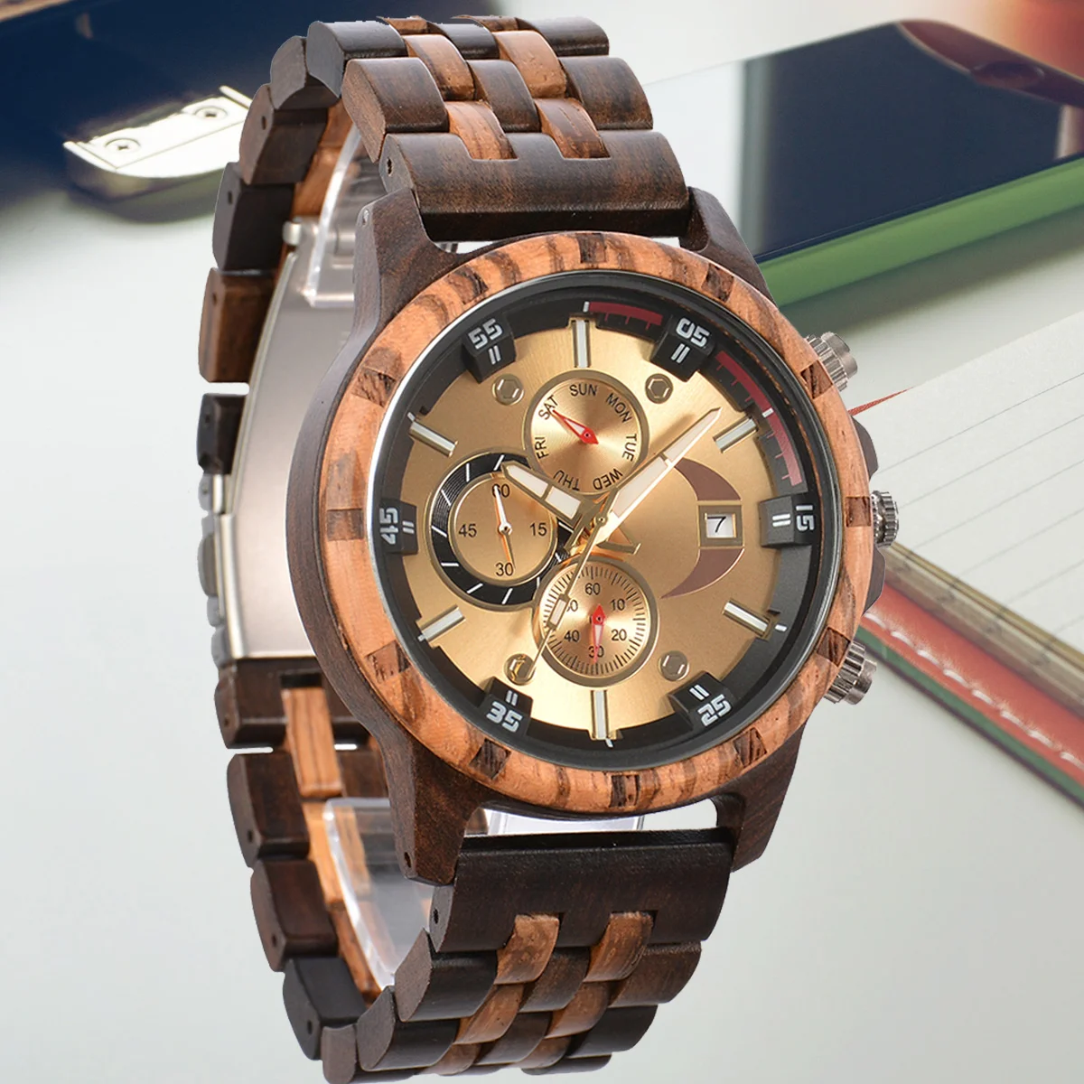 Men Wood Wrist Watch Fashion Quartz Wriwatches Timepieces Chronograph Men\'s Wooden Watches Gift Driopshipping reloj madera