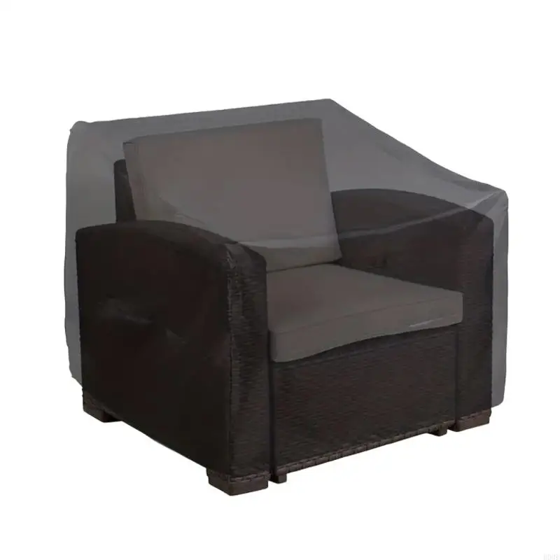 Outdoor Armchair Cover 210D Black Fabric Single Chair Slipcover with Broad Chair Drape, Approx 39.76 x 35 x 33 In, Porch B03E