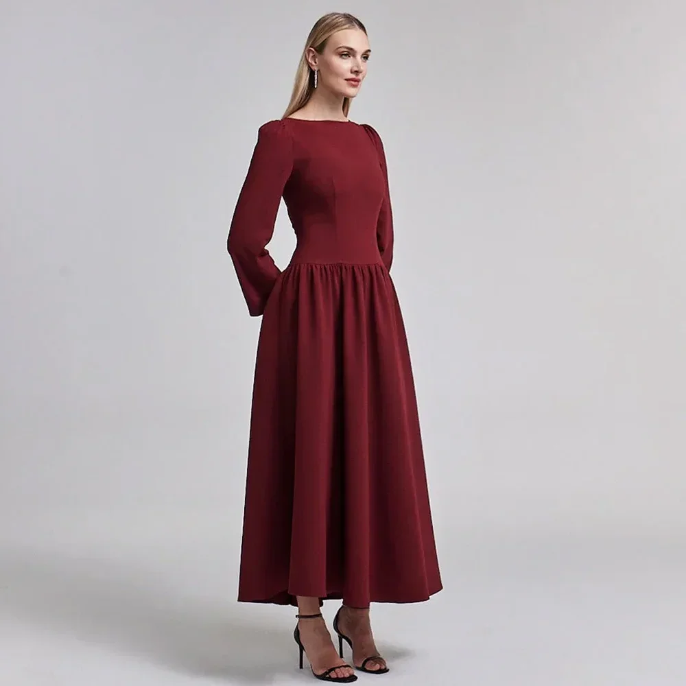 Customized Elegant Evening Dresses A-Line O Neck Long Wedding Prom Dress Exquisite High Quality Formal Party Gown for Women