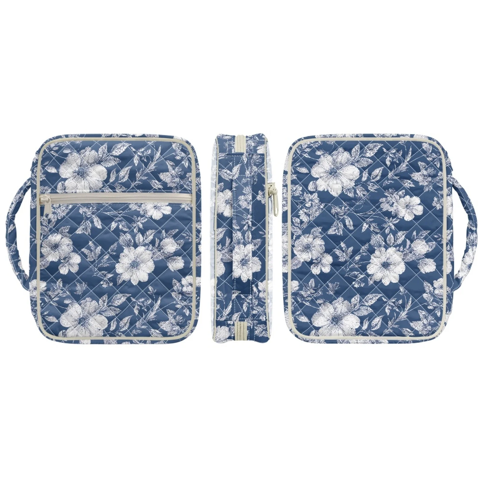 Coloranimal Blue-Floral Large Capacity Quilted Bible Cover for Daily Scripture Reading Polyester Bible Cover Bag Fashion 2026
