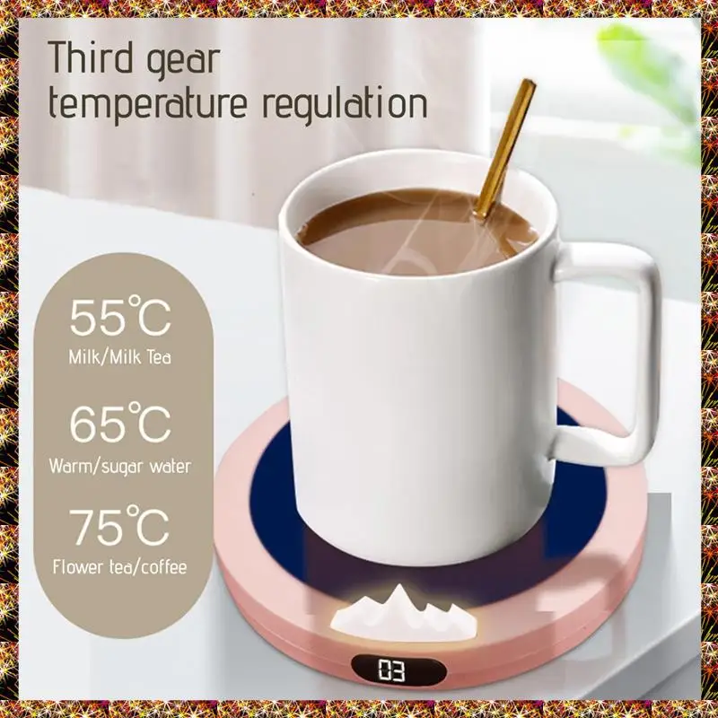 Scaldatazze da caffè a 3 marce BTCL Scaldatazze da 10 W Riscaldamento rapido Controllo della temperatura 8 ore Spegnimento automatico-Rosa