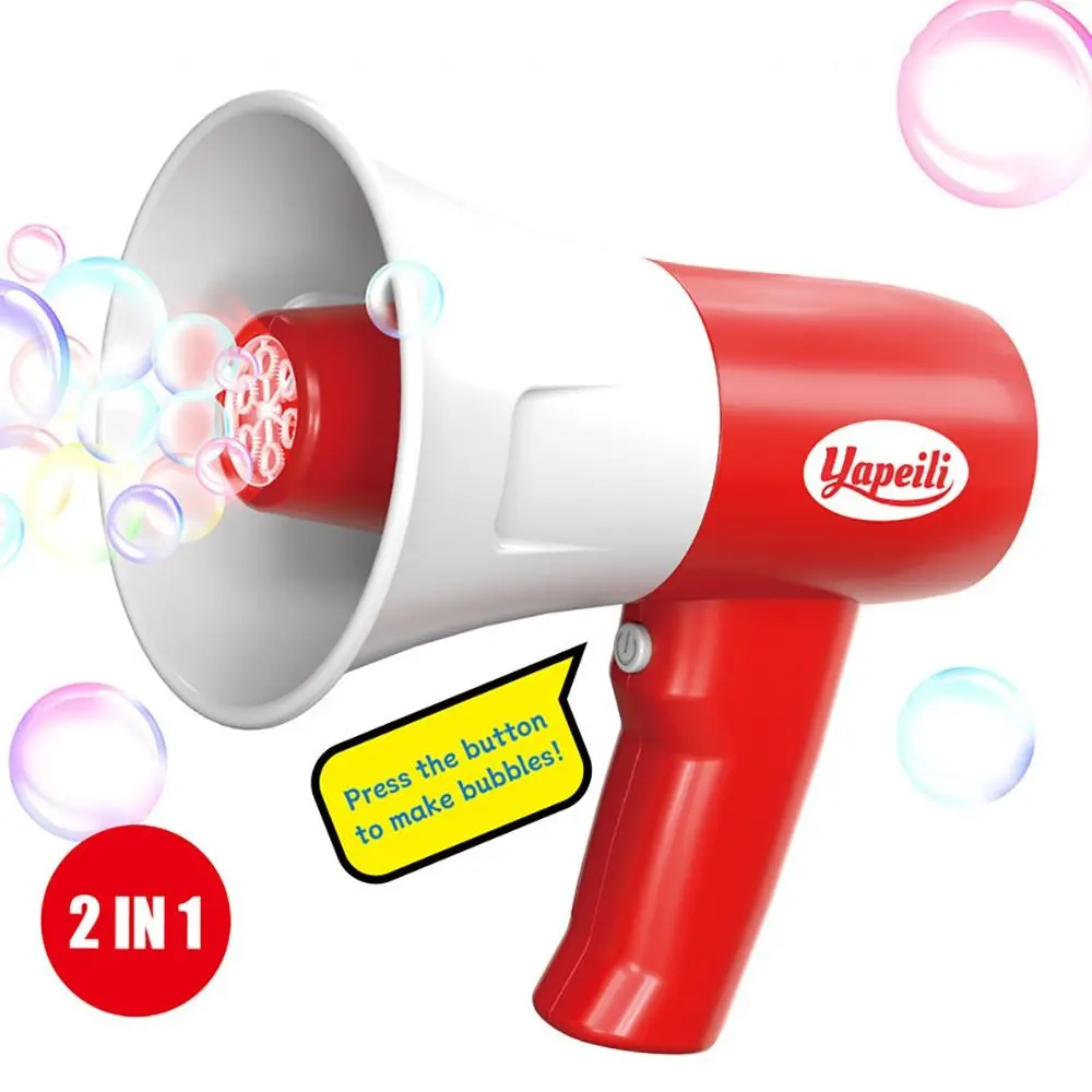 เครื่องทำฟองสบู่อัตโนมัติ 2-in-1 รูปทรงแตร อเนกประสงค์ พร้อมไฟ LED และเสียงเพลง ไมโครโฟนฟองสบู่