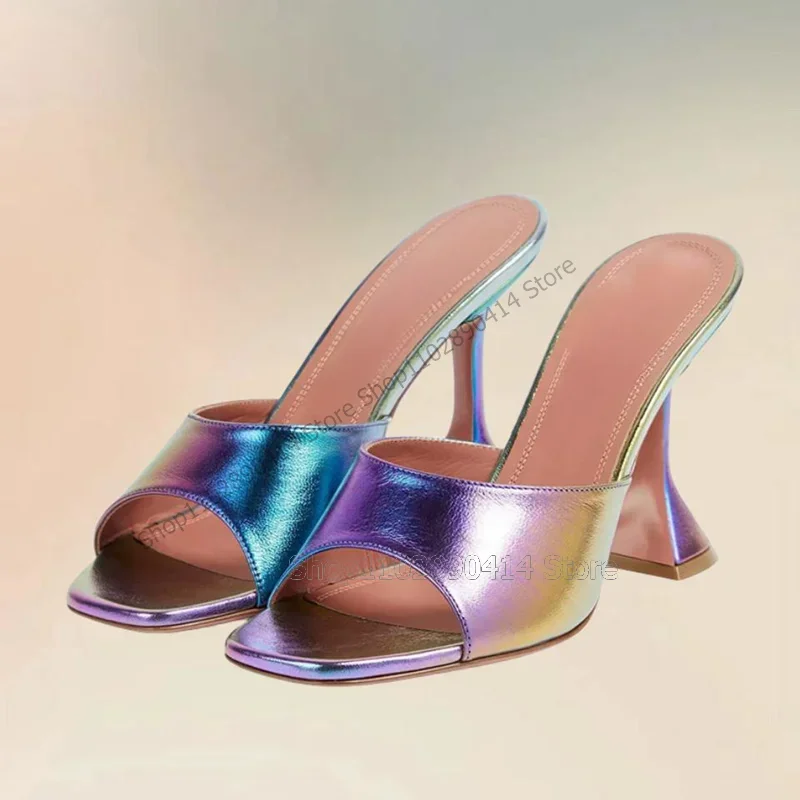 

Rainbow Color Strange Style Heels Open Toe Slippers Slip On Women Shoes Novel Fashionable Party Banquet 2023 Zapatos Para Mujere
