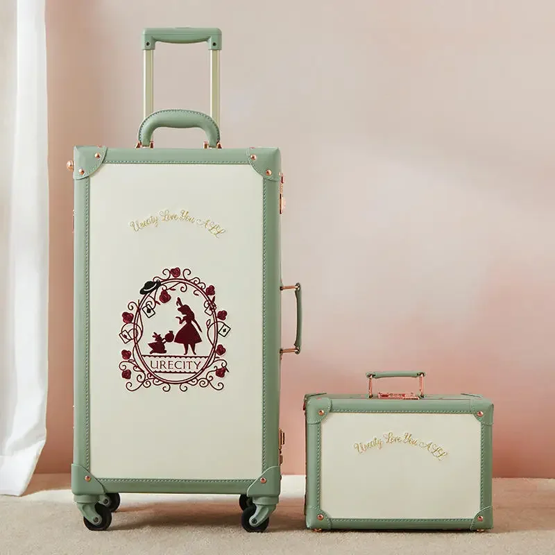 New High-end vintage leather luggage net celebrity travel suit with handbag 20/24/26 inch password leather suit trolley