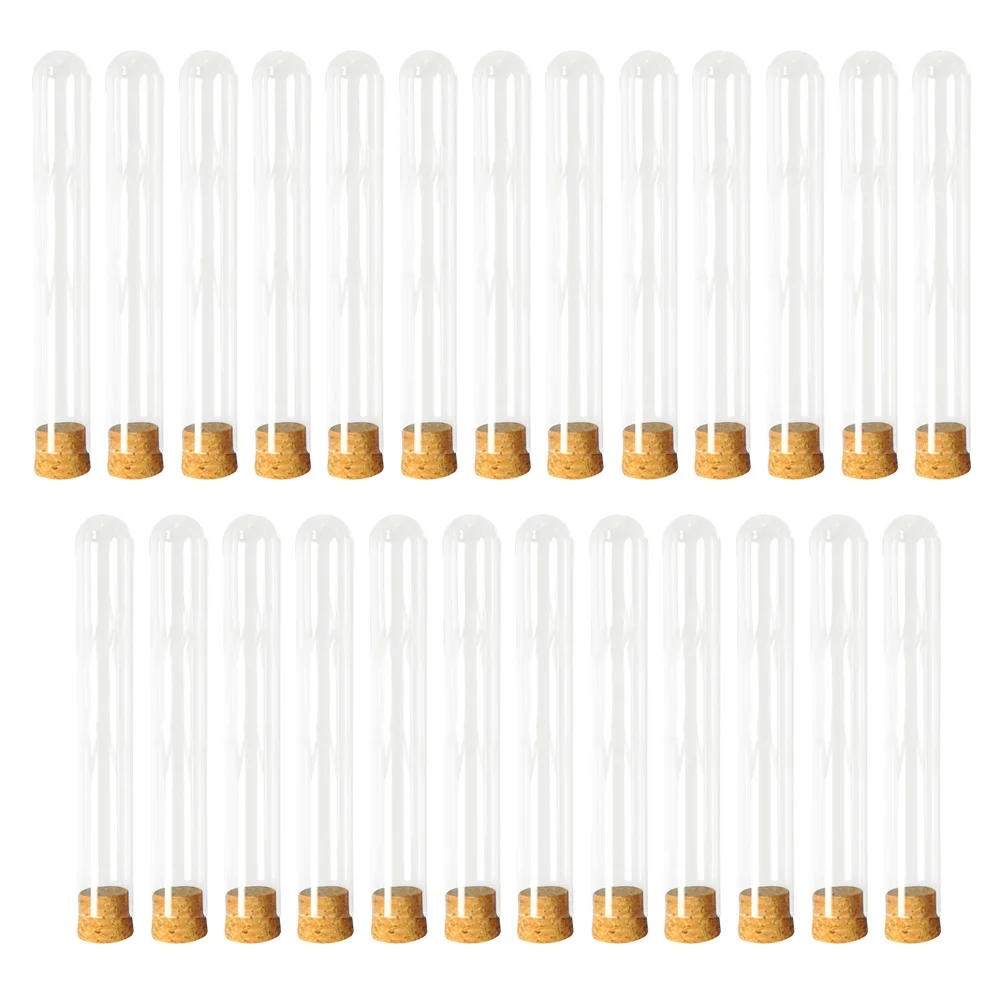 

25 PCS Plastic Test Tube Pieces Per Set with Wooden Plugs Bamboo Corked Tubes