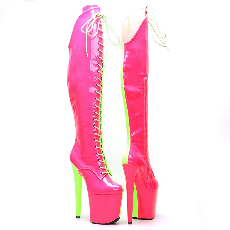 Leecabe  20CM/8inches Two color  patent upper  fashion  lady High Heel platform  Pole Dance boots