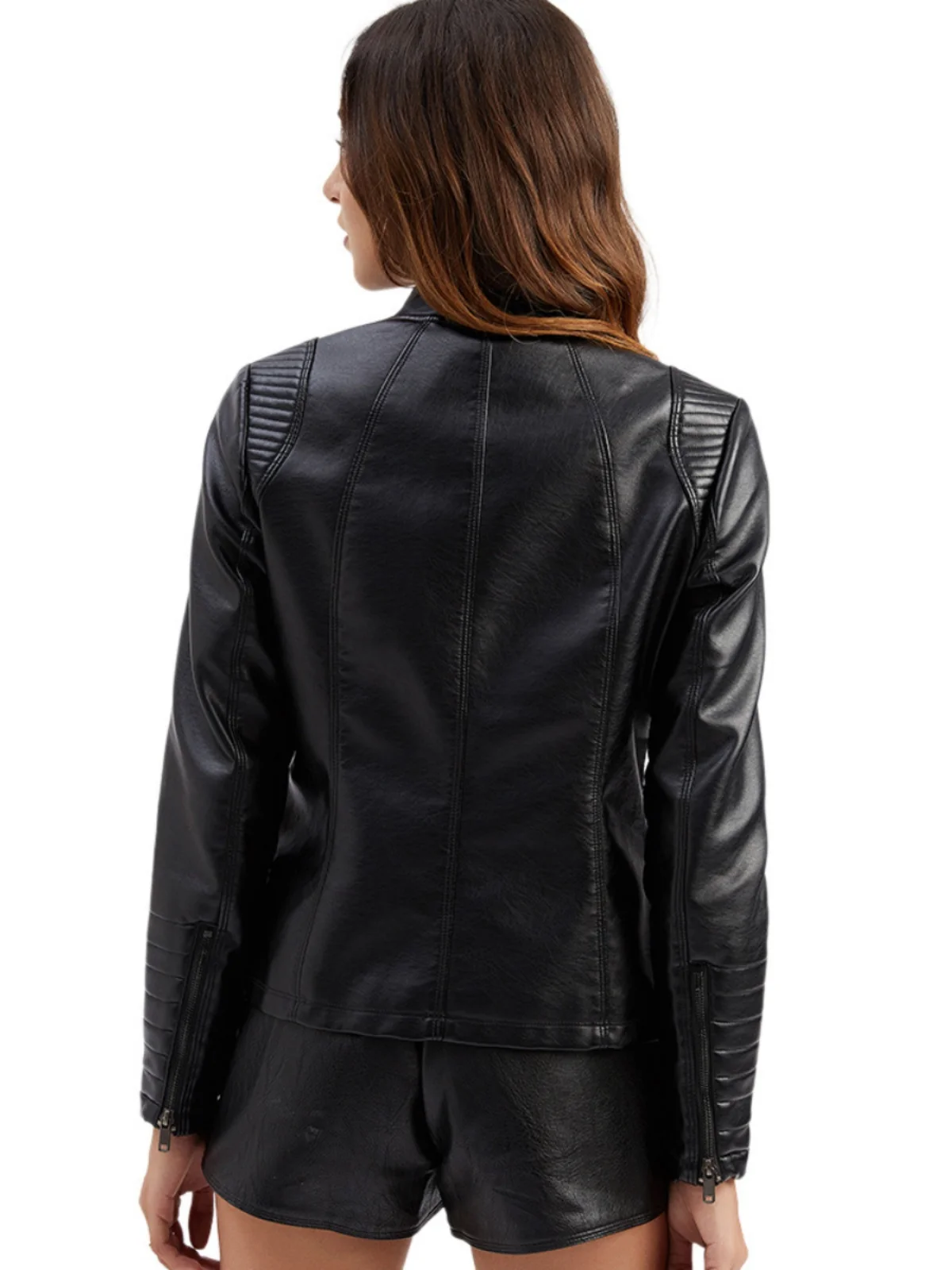 Modna damska kurtka motocyklowa ze skóry, cienka kurtka ze skóry PU, wiosenno-jesienna odzież wierzchnia damska.