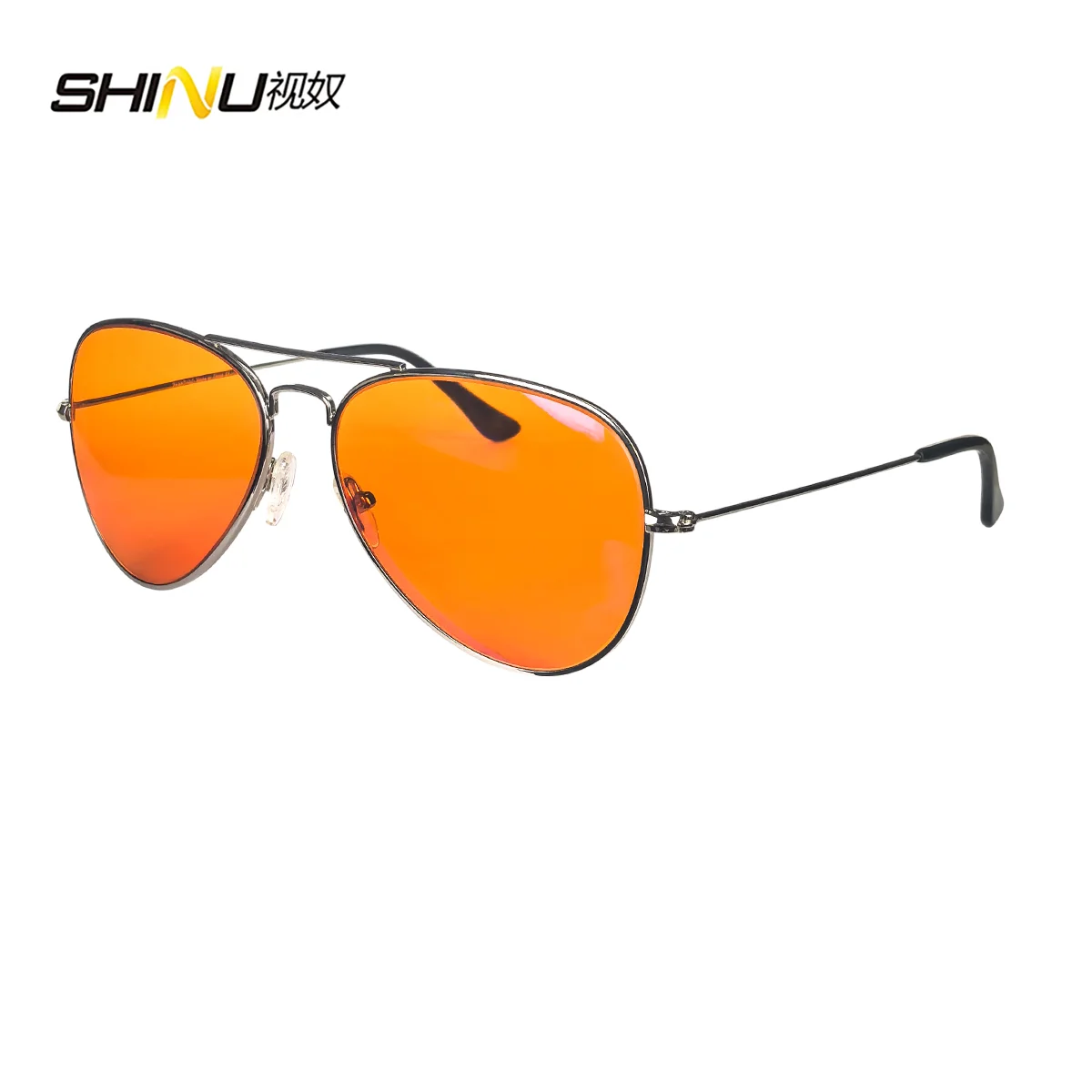 SHINU Red Lenses Glasses Men Women Better Sleep Rest Orange Blue Light Blocking Glasses Computer Protectin Eyewear Metal Frame