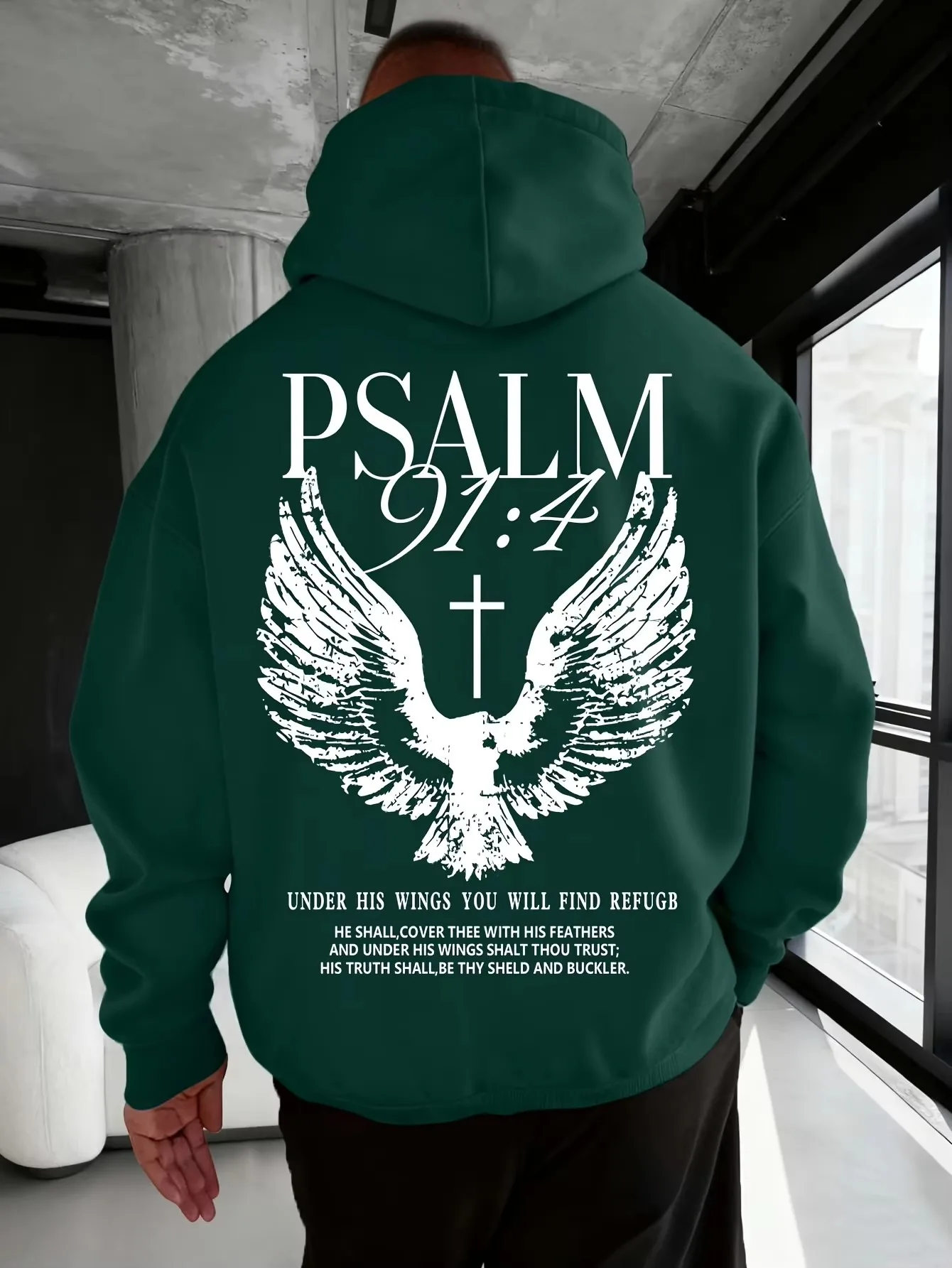2026 Autumn Men Casual Hoodie Retro Art Wing Symbol Text Print Loose Fit Long Sleeve Hooded Pullover Daily Street Outfit Kids