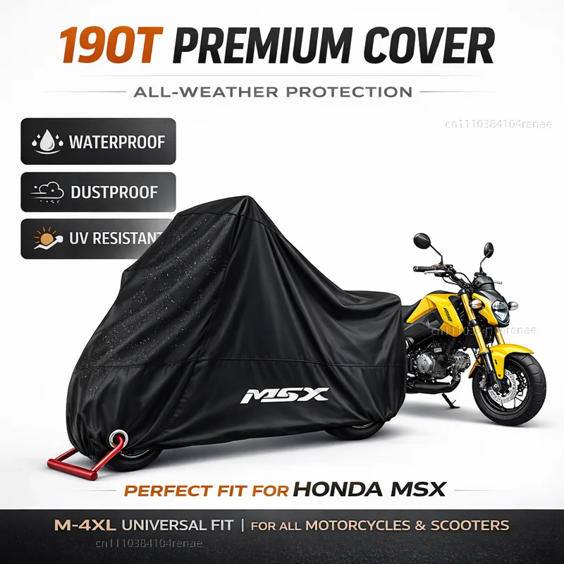 

Чехол для мотоцикла Honda Grom125 MSX125 MSX125SF Grom 125 MSX 125 125SF 2013-2022 190T, водонепроницаемый, пылезащитный, с защитой от ультрафиолета