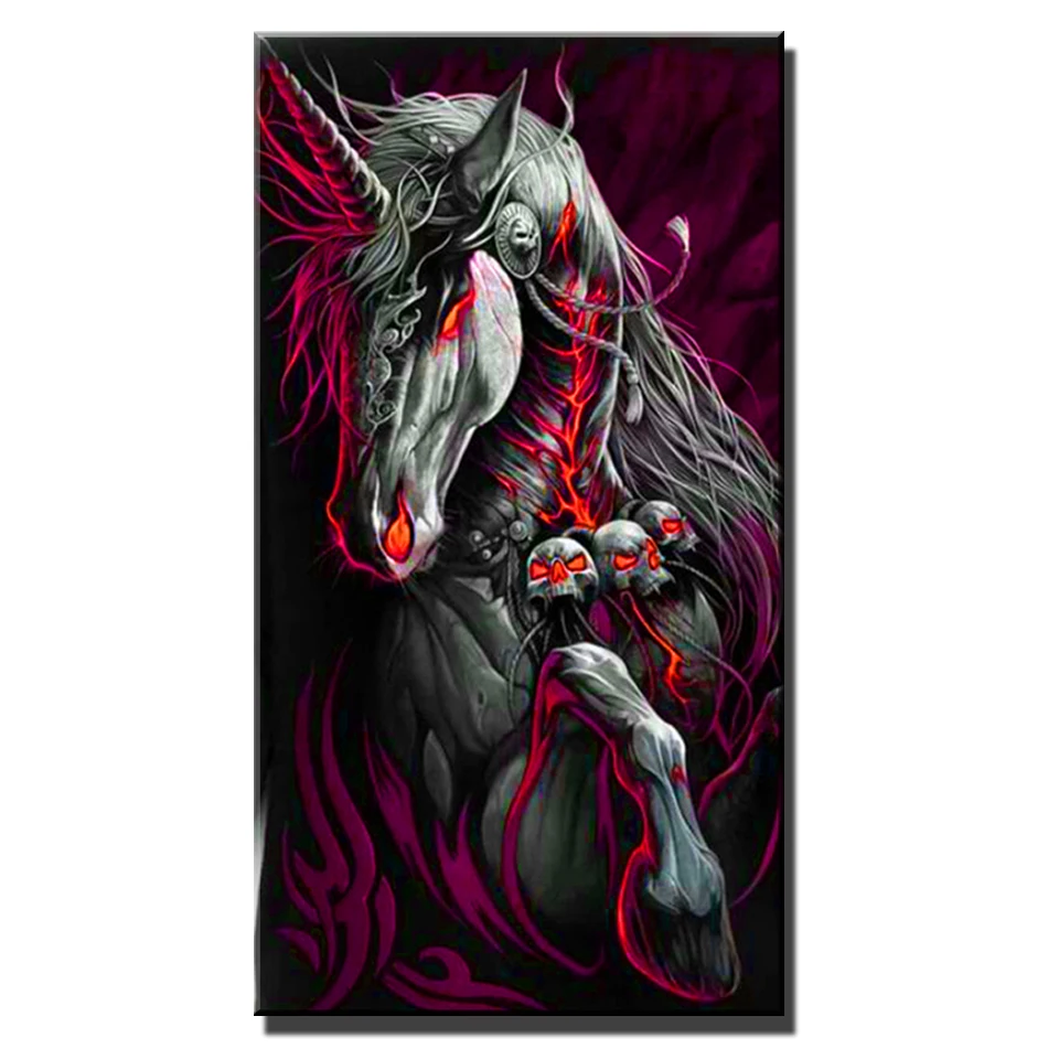 Diamond Painting New Collection Mythical Unicorn Gothic Skull 5D DIY,Full Diamond Mosaic Horse Diamond Embroidery Large Home Art