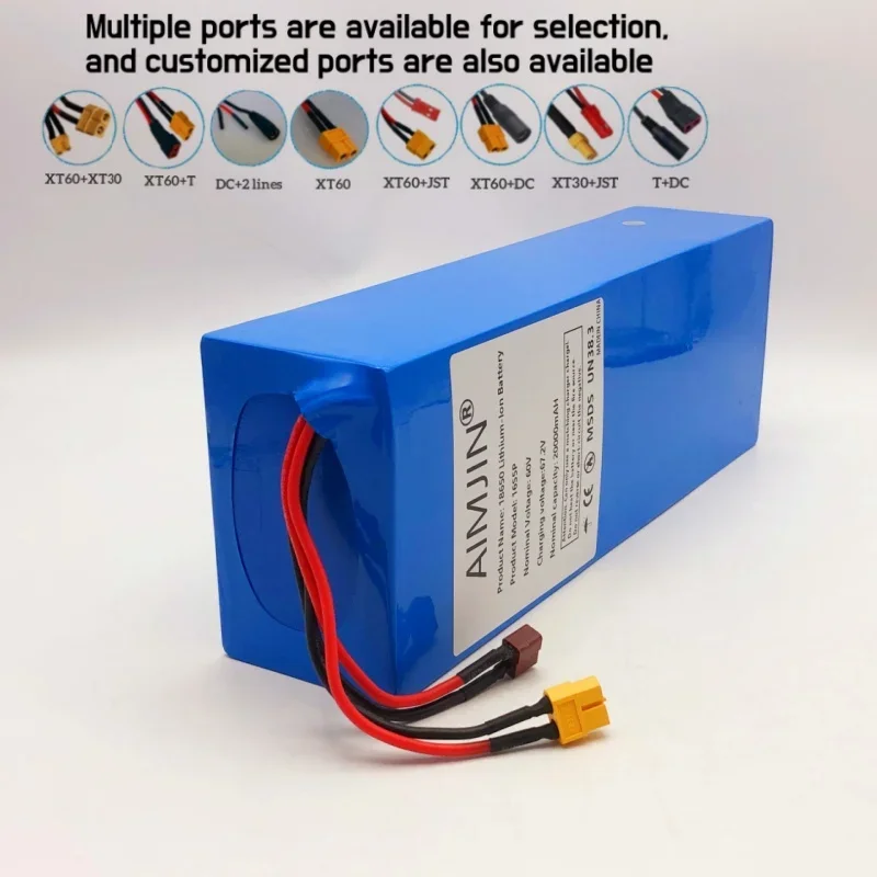 New 18650 Lithium Battery 60V 20ah Lithium Battery Pack 16S5P Suitable for 250-2000W