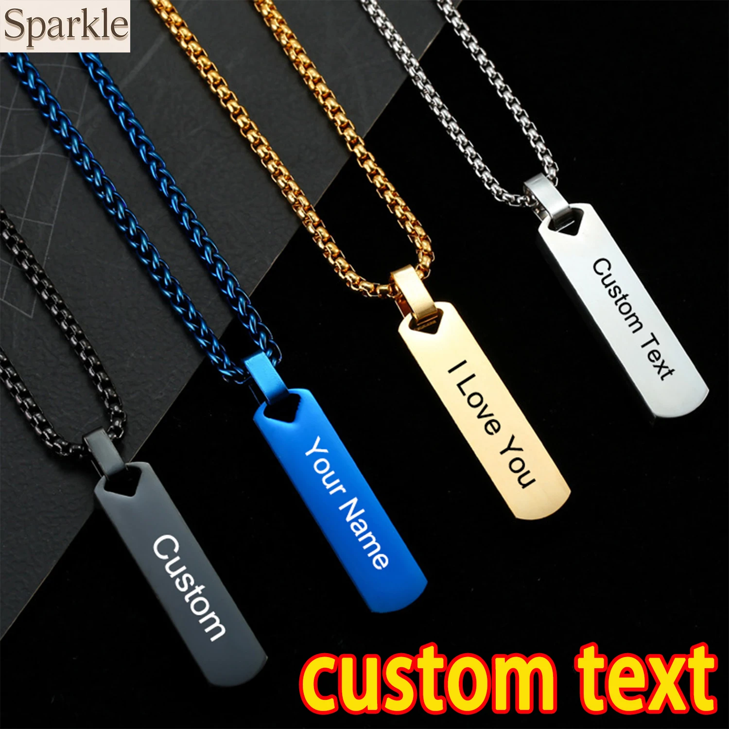 

Customizable Minimalist Bar Necklace for Men Boys - Stainless Steel Geometric Pendant Collar Personalized Jewelry Gift