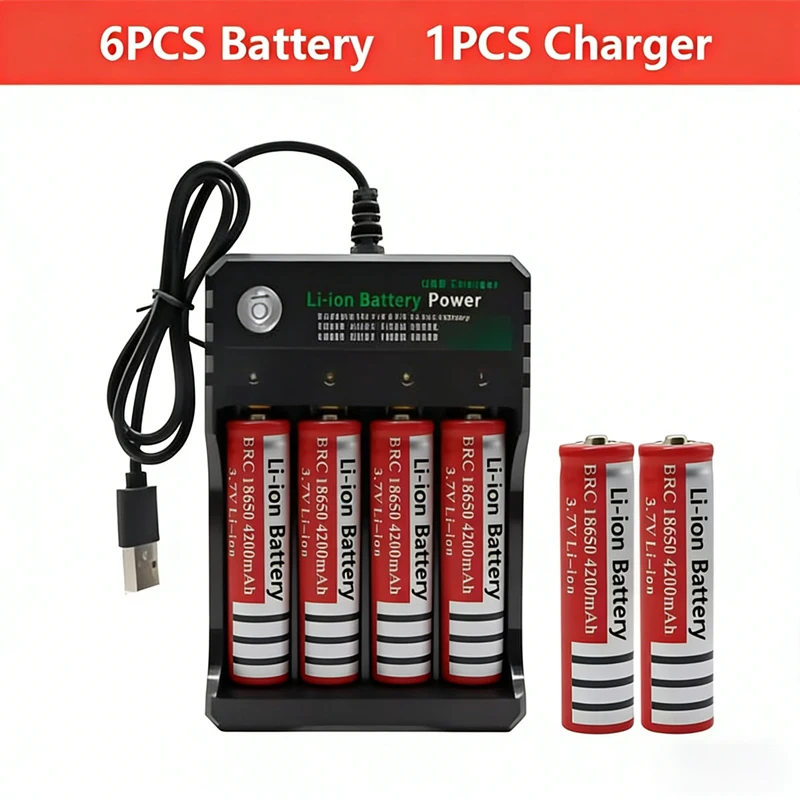 

High Capacity 18650 rechargeable lithium-ion battery suitable 3.7V 4200mAh for LED flashlights, headlights, laser lights