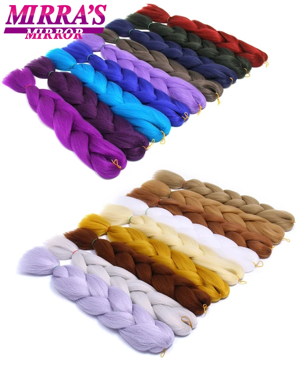 Kinder-Flechthaar, vorgedehnt, Ombre-Jumbo-Zöpfe, synthetisches Flechthaar, Rot, Rosa, Blau, Grau, 61 cm lange Haarverlängerungen für Frauen – Detail 16
