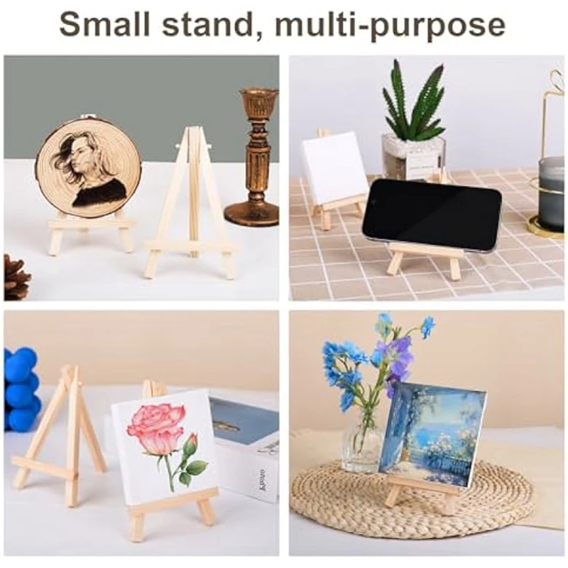 80Pcs 5 Inch Wooden Easel. Business Cards, Display Photos, Small Canvases, Classroom DIY Arts And Crafts