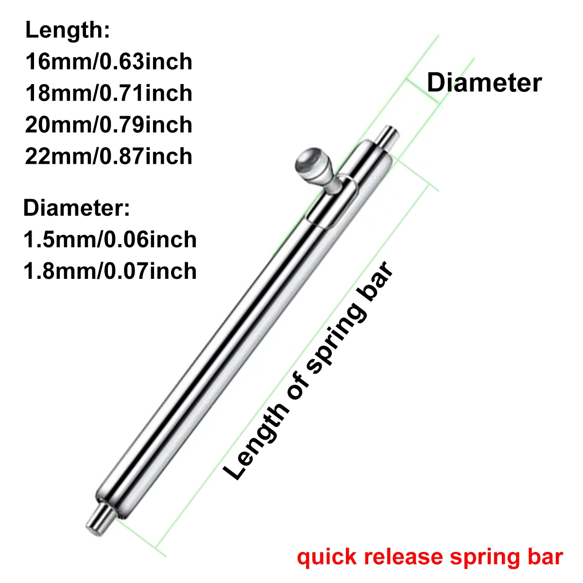 20 من دبابيس التحرير السريع ، قطرها ، من من من من من خلال إنشاء ، ~ ، للساعة الذكية 16/18/20/22 ، مفتاح الأذن من الفولاذ المقاوم للصدأ ، دبوس الأذن الخام ، شريط الأدوات