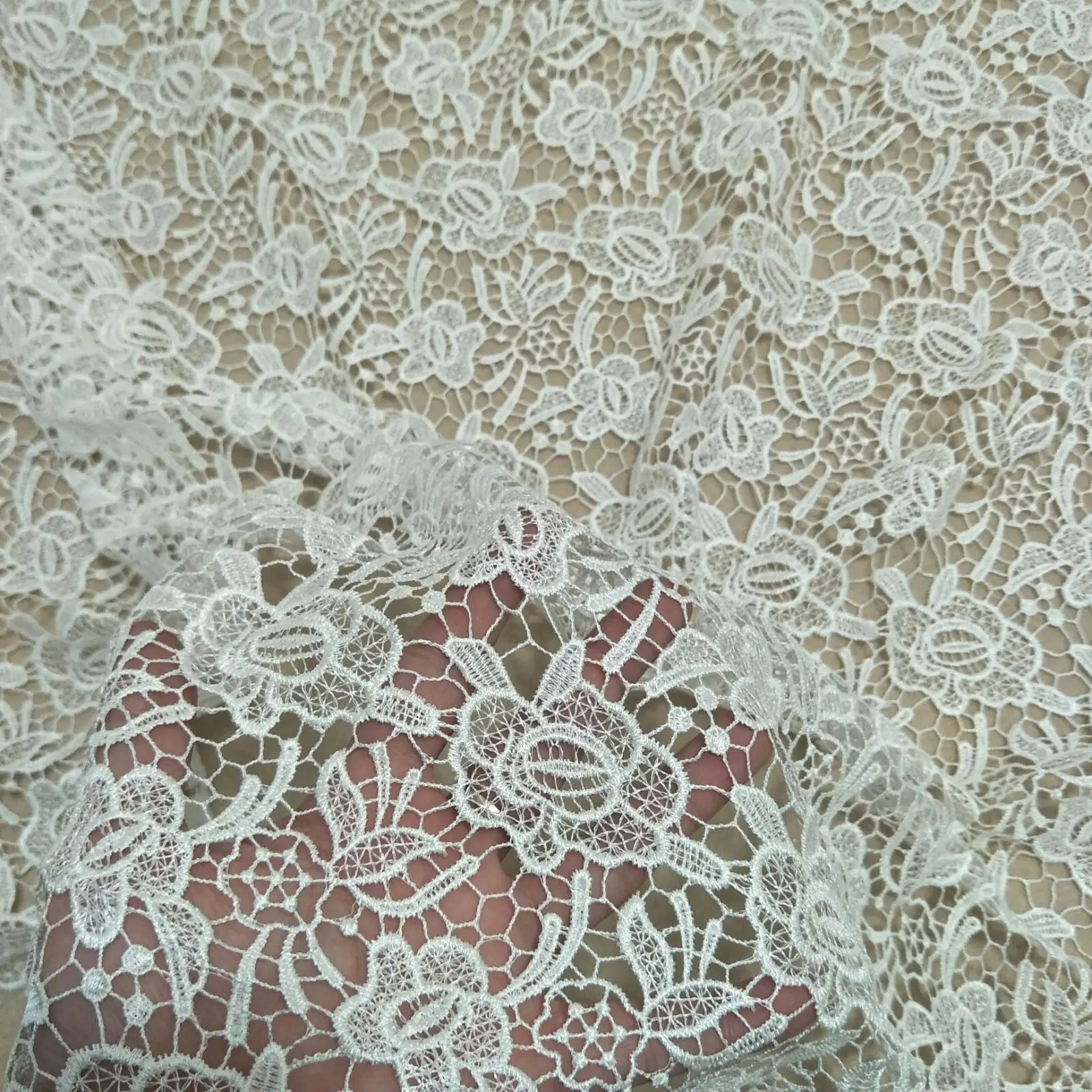 new arrival chemical wedding gown dress lace fabric 130cm width lace fabric sell by yard