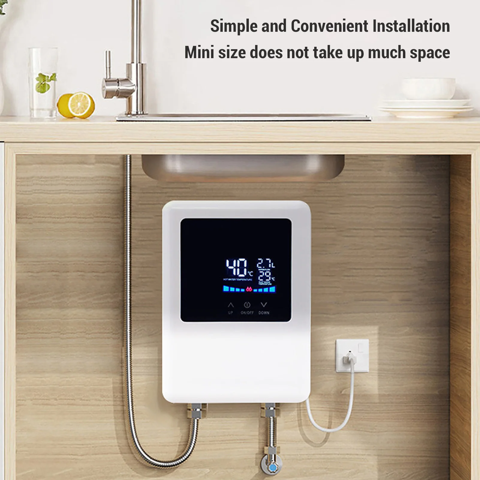 Умный водонагреватель 3000 Вт, цифровой ЖК-сенсорный экран, мгновенный нагрев для кухни, ванной комнаты