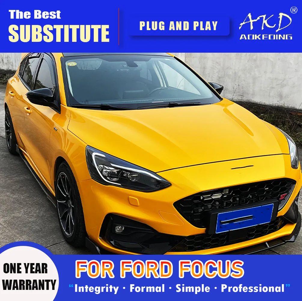 AKD Head Lamp for Ford Focus LED Headlight 2019-2021 Headlights Focus MK4 DRL Turn Signal High Beam Angel Eye Projector Lens