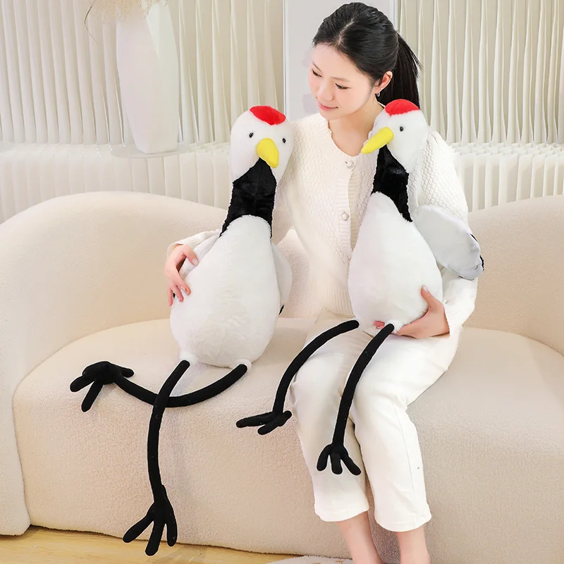 78/100CM Simulation Red Crowned Crane Plush Toy Stuffed Cute Bird Animals Dolls Home Decor Photography Props Birthday Gifts